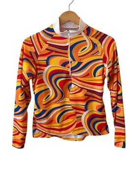 Performance Bike Cycling Jersey Long Sleeve 60s Groovy Psychedelic Mod Retro Med